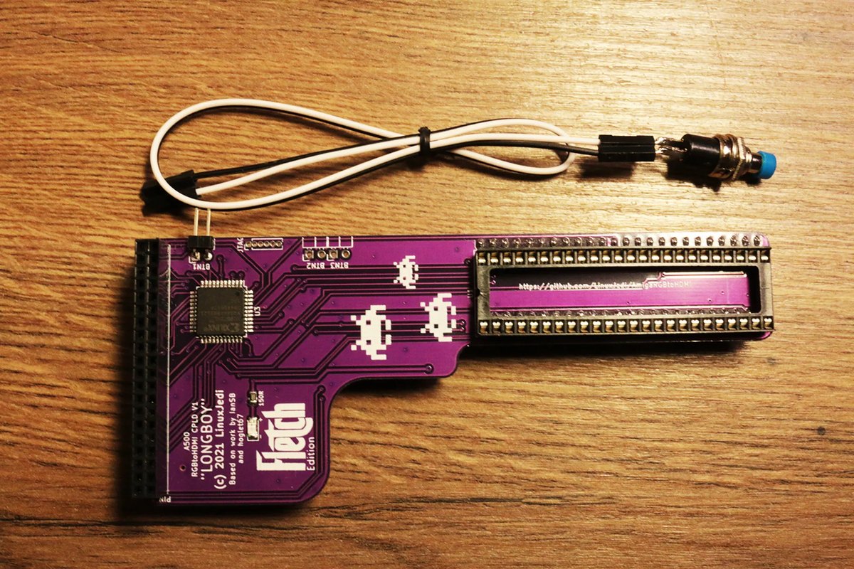 The latest mod: Fletch’s Amiga-to-HDMI board, from RetroFletch.