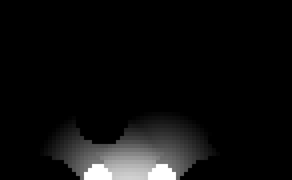 One floor’s lightmap on its own. The two bright discs are spotlights pointing down.