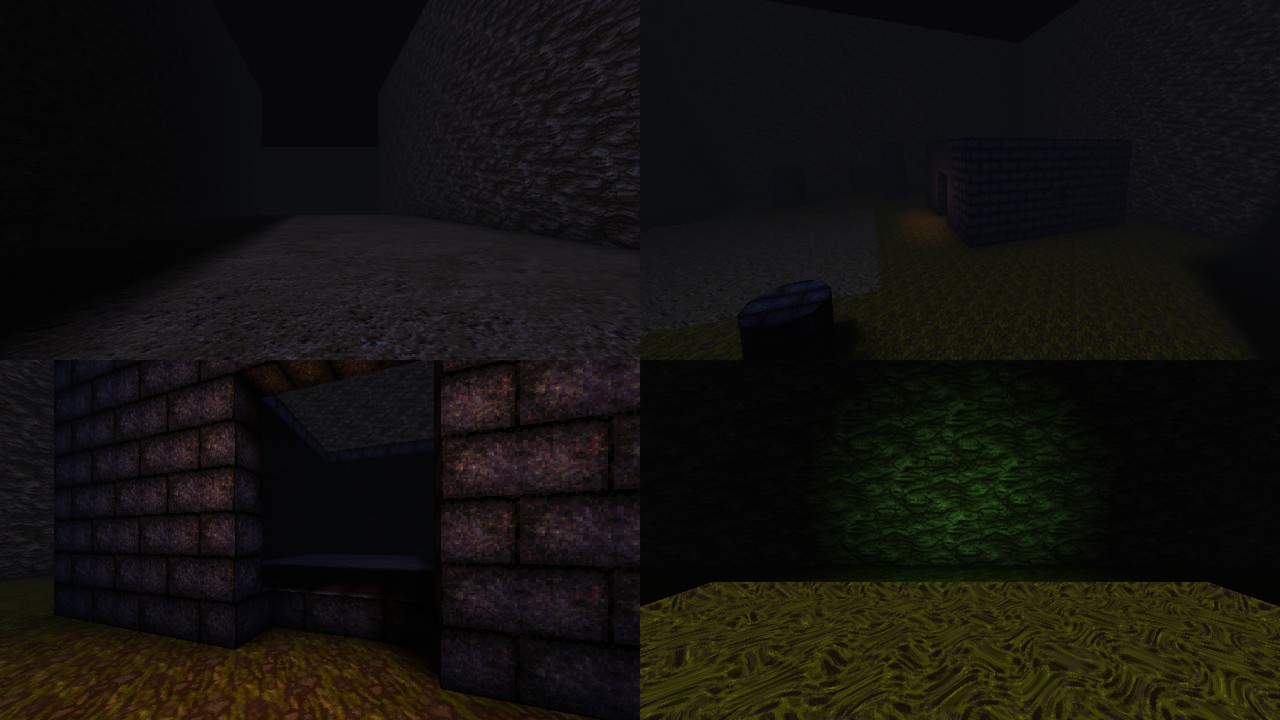 Gloom: the canyon, the basin, the ruin, and the slime grotto.